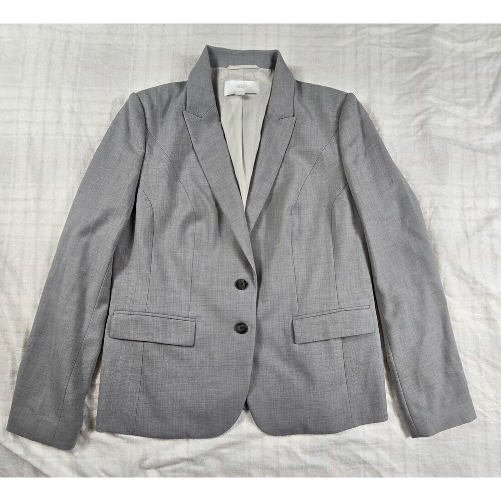 Hugo Boss Womens Jimelana 98% Wool Blazer 2-Button Front Gray Size 12 - Picture 1 of 10